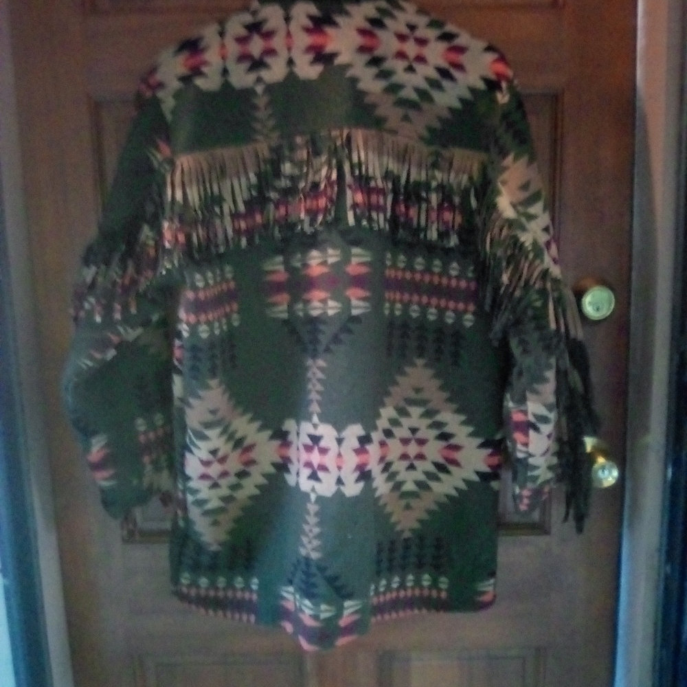 Aztec Patterned Jacket - Green And Brown - image 3